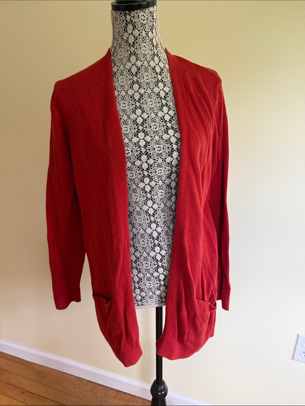 Old Navy Open-Front Red/orange Cardigan with Front Pockets